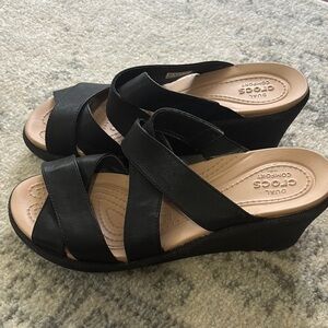 Crocs Women's Black Wedge Sandals